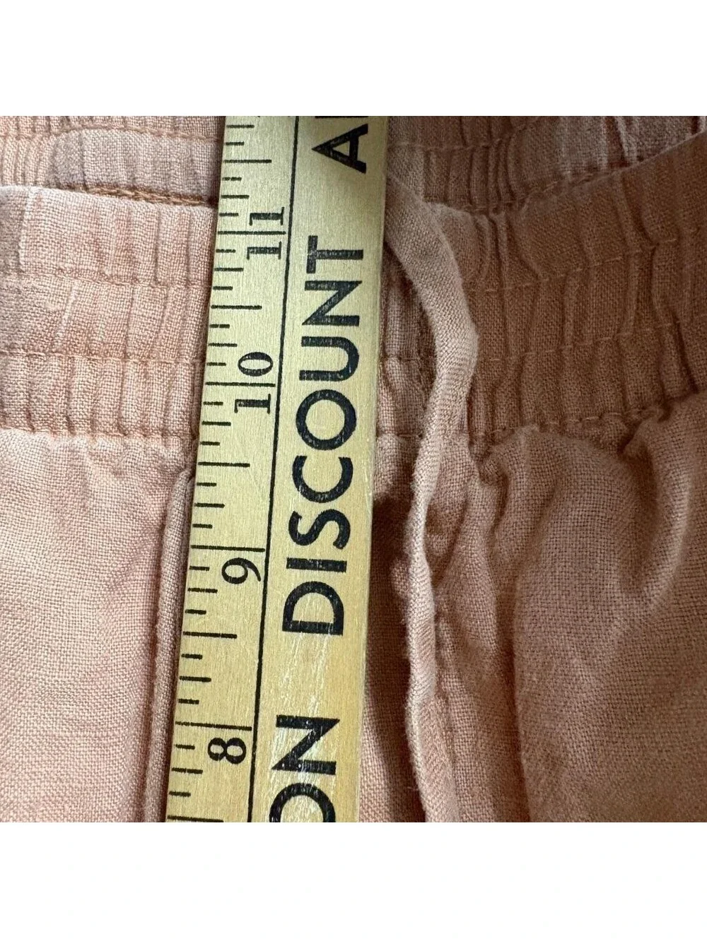 H&M 100% Linen Pants Womens XL Brown Elastic Waist Regular Fit Casual